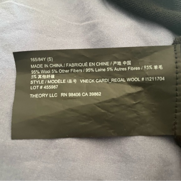 Theory Regal Wool V-Neck Cardigan, black, size S - Picture 5 of 6